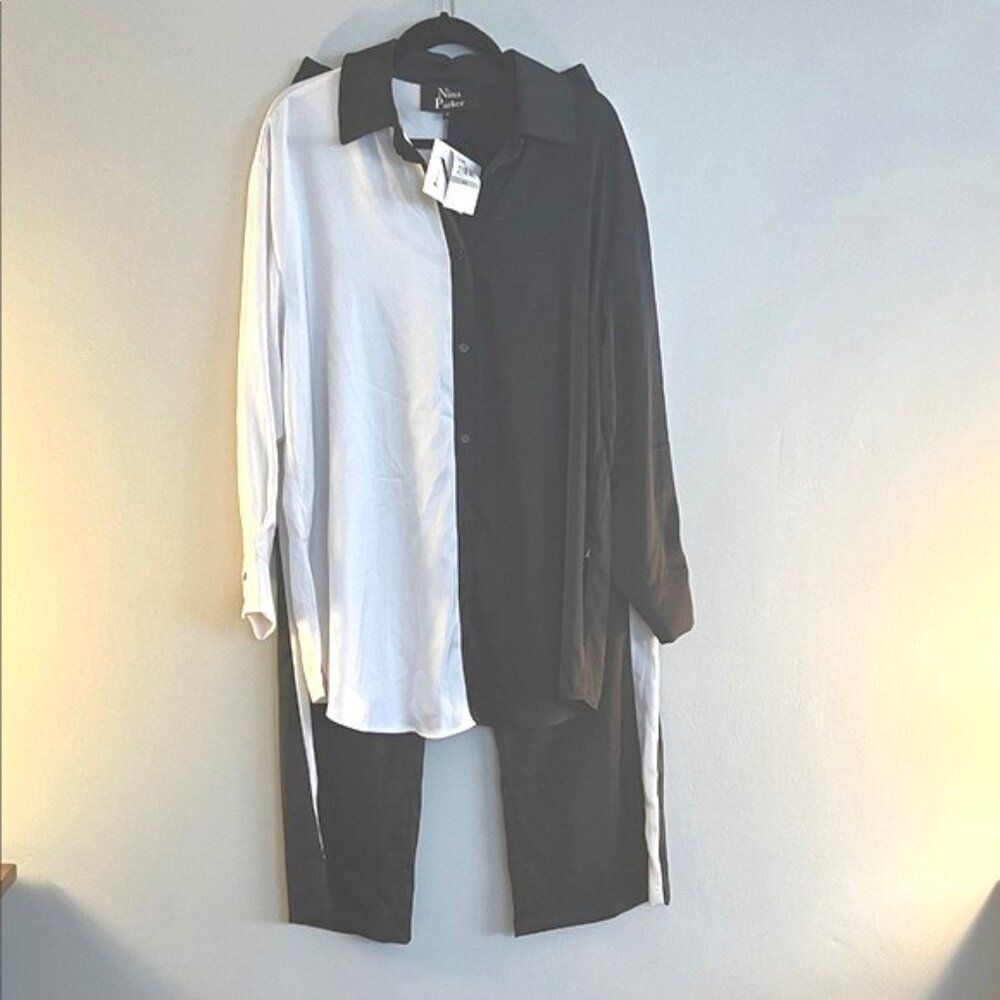 Nina Parker Elegant Black and White Pantsuit - Size 1X